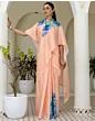 Handsfree Light Peach Satin Printed Saree