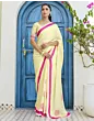 Handsfree Pastel Yellow Satin Printed Saree