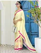 Handsfree Pastel Yellow Satin Printed Saree