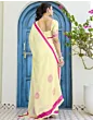 Handsfree Pastel Yellow Satin Printed Saree