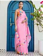 Handsfree Light Pink Satin Printed Sare