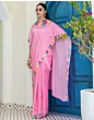 Handsfree Light Pink Satin Printed Sare