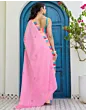 Handsfree Light Pink Satin Printed Sare