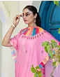 Handsfree Light Pink Satin Printed Sare
