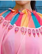 Handsfree Light Pink Satin Printed Sare