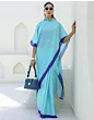 Women Handsfree Light Blue Satin Printed Saree