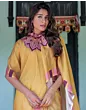 Handsfree Mustard Yellow Satin Printed Saree