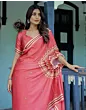 Handsfree Light Red Satin Floral Printed Saree