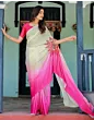 Handsfree White Satin Printed Saree