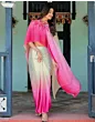 Handsfree White Satin Printed Saree