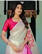 Handsfree White Satin Printed Saree