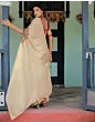 Handsfree Off White Satin Printed Saree