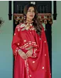 Handsfree Red Satin Floral Printed Saree