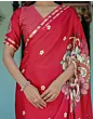 Handsfree Red Satin Floral Printed Saree