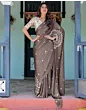 Handsfree Dark Brown Satin Printed Saree