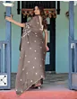 Handsfree Dark Brown Satin Printed Saree