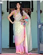 Handsfree Multicoloured Satin Printed Saree