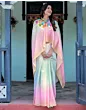 Handsfree Multicoloured Satin Printed Saree