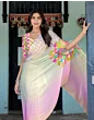 Handsfree Multicoloured Satin Printed Saree