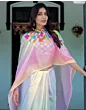 Handsfree Multicoloured Satin Printed Saree
