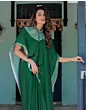 Handsfree Dark Green Satin Printed Saree