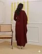 Women's Plus Size Rayon Maroon Solid Embroidery Kurta and pant set With Dupatta