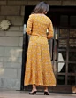 Women Printed Viscose Rayon Anarkali Kurta (Yellow)