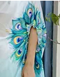 Handsfree Light Blue Satin Printed Saree