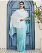 Handsfree Light Blue Satin Printed Saree