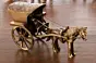 Golden Brass Horse Cart Showpiece