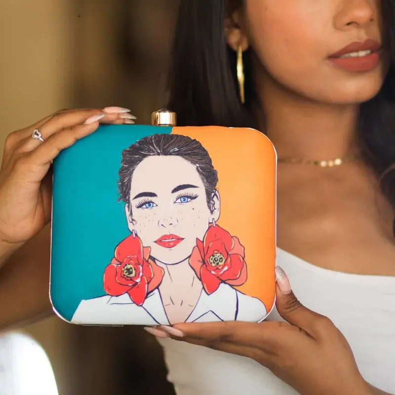 Women Bloom with Beauty Women Portrait Clutch in Two Shades