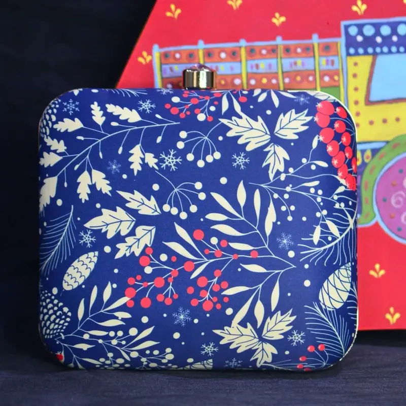 Woman Blue Printed Clutch