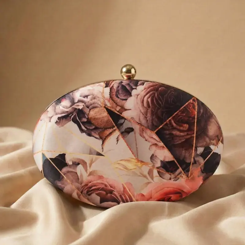 Women Abstract Rose Printed Clutch