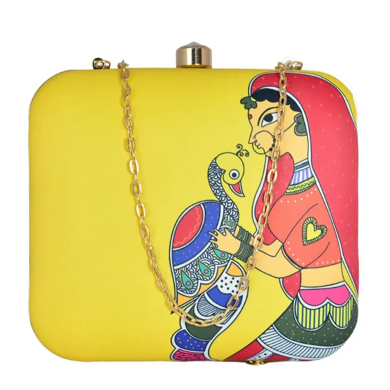 Woman Peacock Printed Clutch