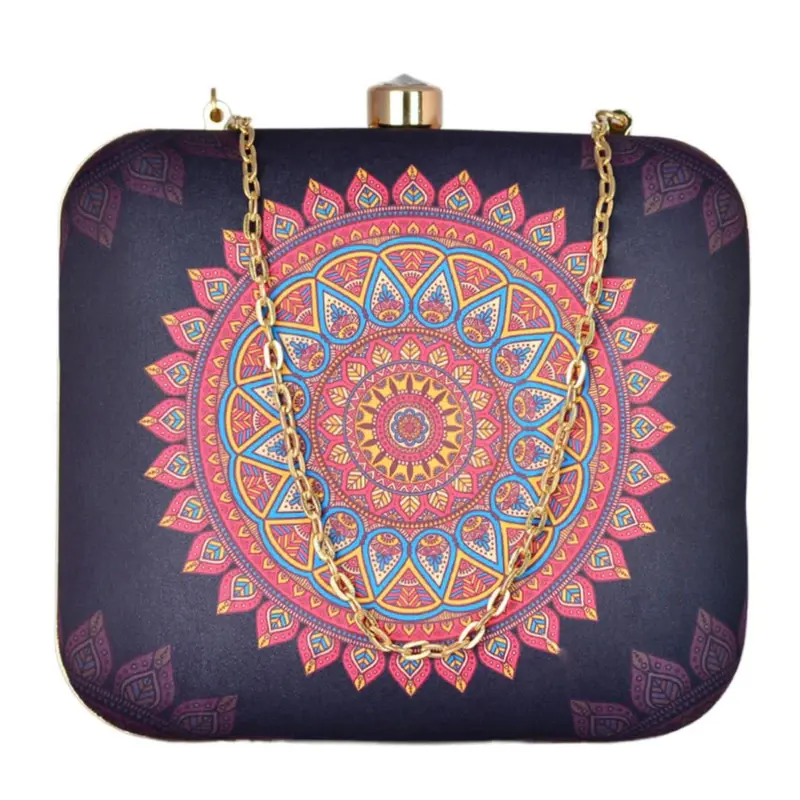 Women Pink-Blue Mandala Print Clutch