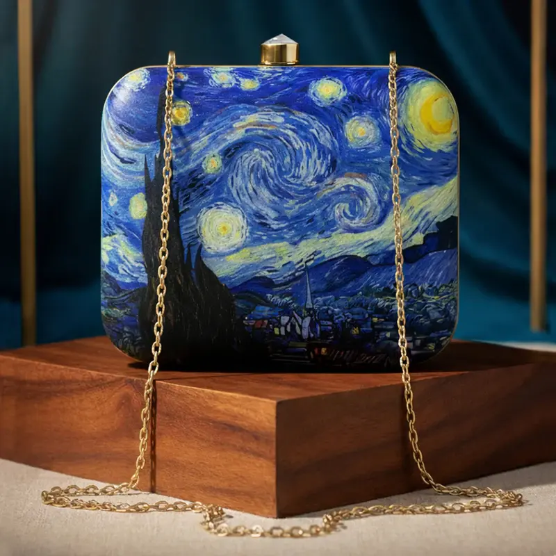Women Starry Night Printed Clutch