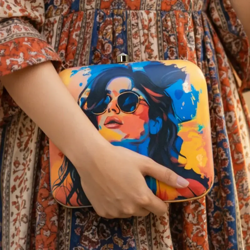 Women Multicolour Woman Portrait Clutch