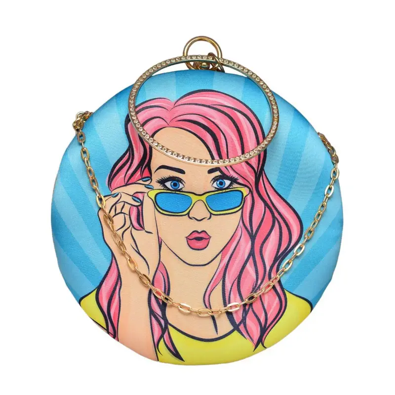 Woman Quirky Woman Round Printed Clutch