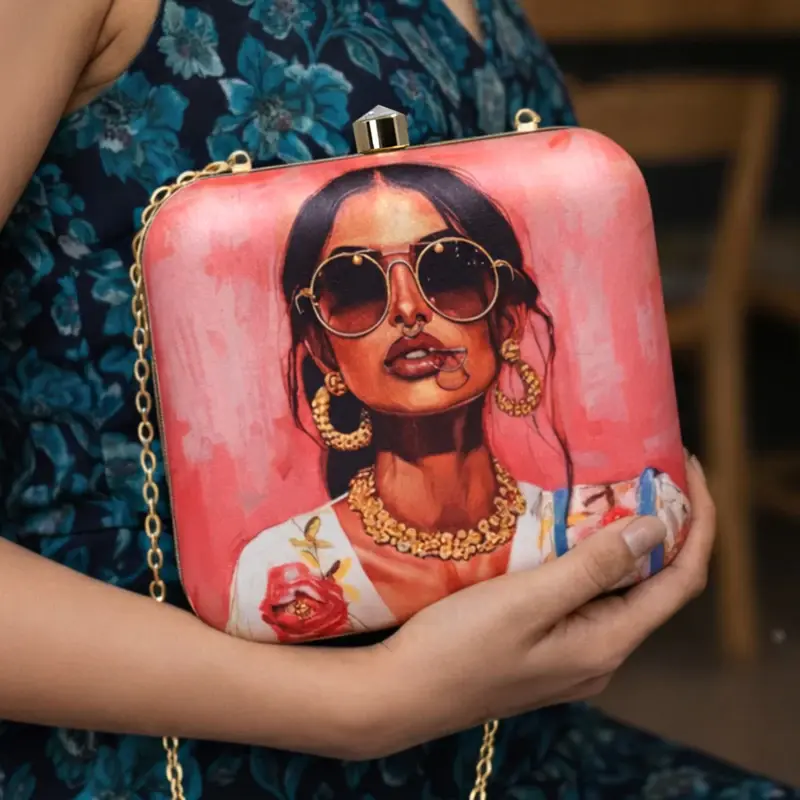 Women Modern Muse Woman Portrait Clutch