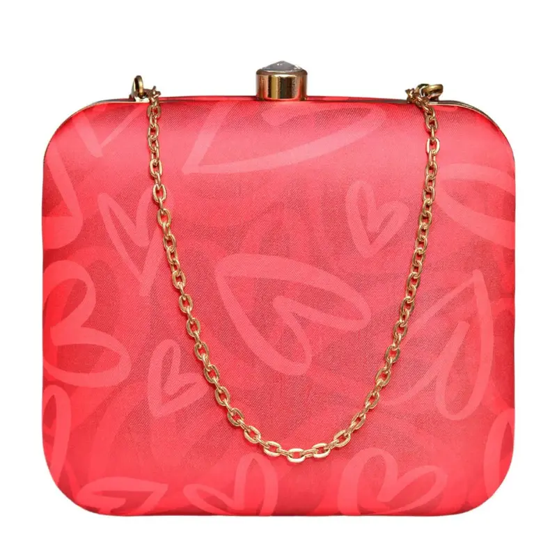 Women Red Hearts Valentine Clutch
