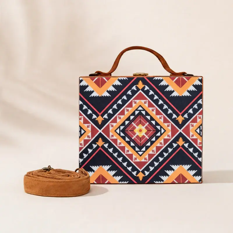 Woman Yellow Symmetrical Printed Suitcase Style