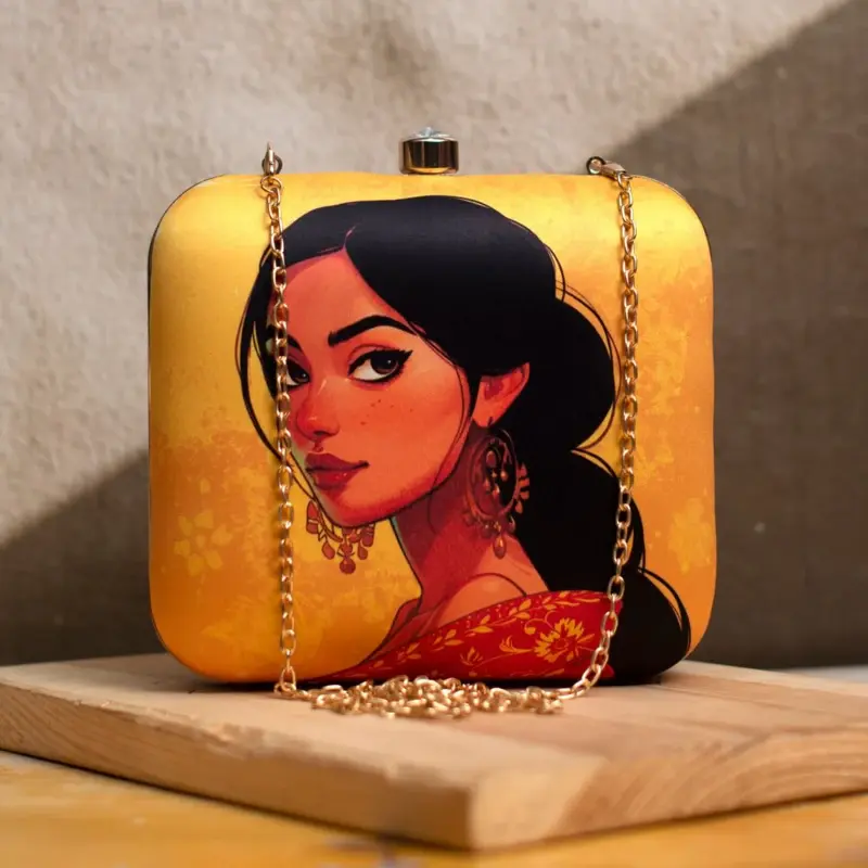 Women Yellow Pretty Woman Portrait Clutch
