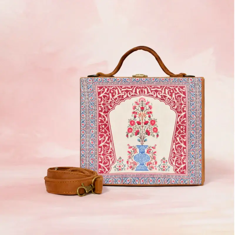 Women Blue Decorative Vase Suitcase Style