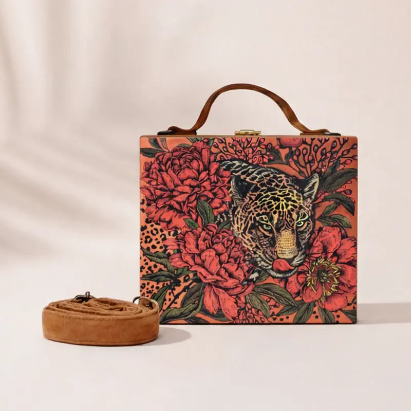 Women Tiger Printed Suitcase Style Clutch
