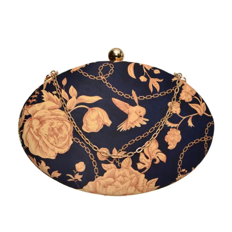 Women Golden Blue Nature Clutch