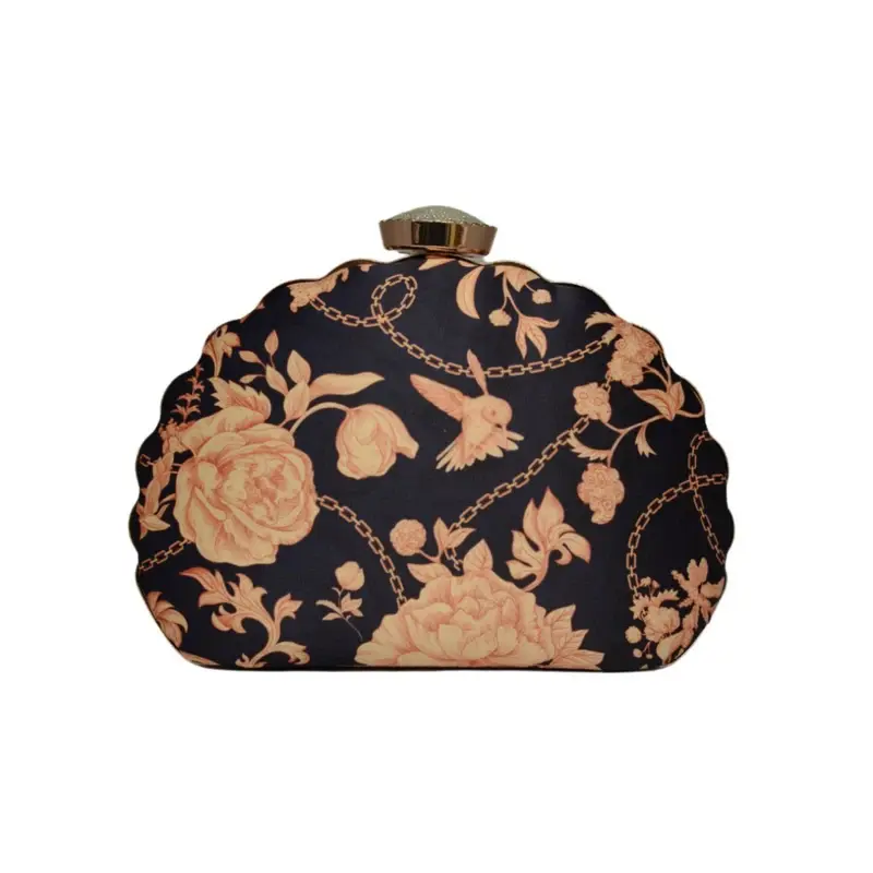 Woman Floral Printed D-shape Clutch