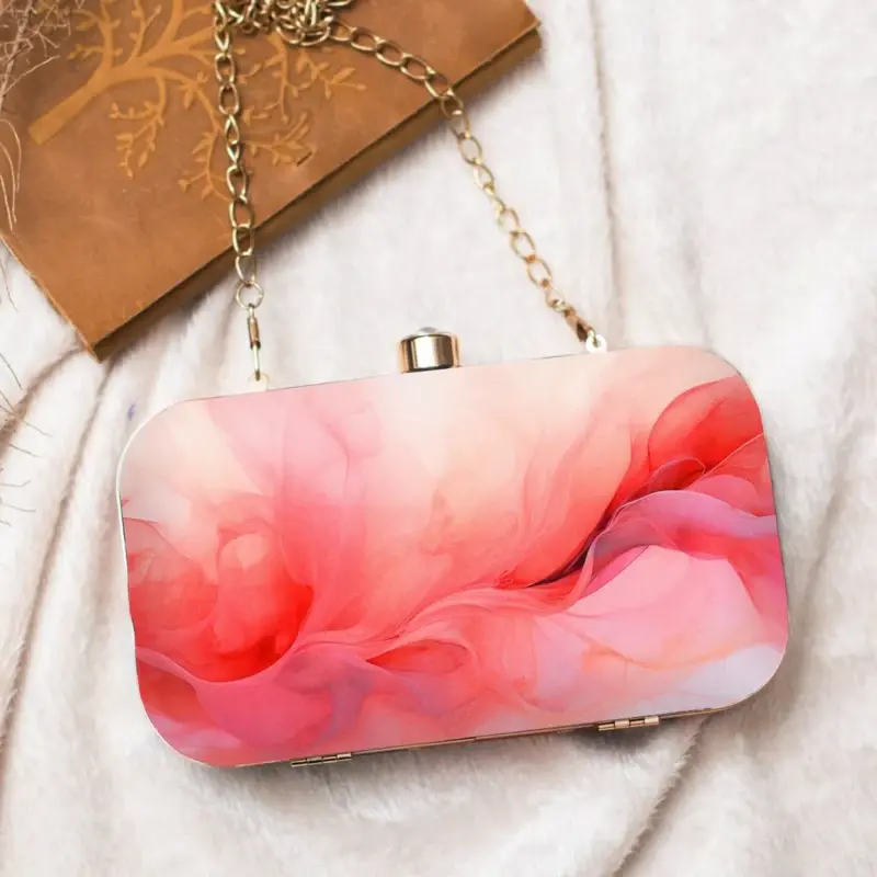 Women Pink Flow Art Printed Clutch