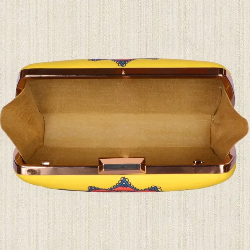Women Yellow Mandala Printed Clutch
