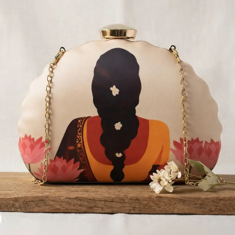Women Flower Lady Printed Clutch