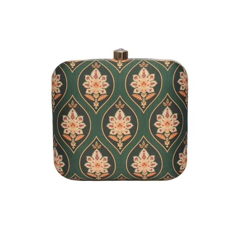 Woman Green Aesthetic Printed Clutch
